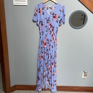 Floral Maxi open front Romper Dress